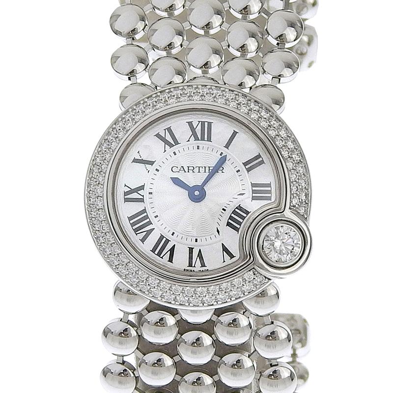 カルティエ CARTIER バロン ブラン ドゥ クォーツ 腕時計 K18WG ベゼルダイヤモンド ホワイトシェル文字盤 WE902072 中古 CA0440