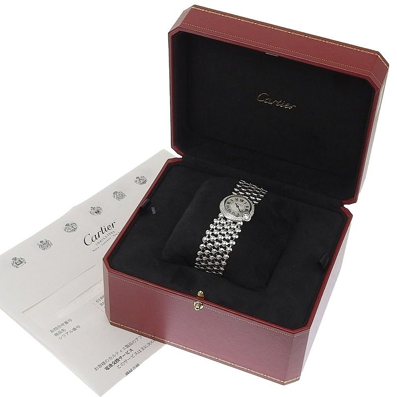 http://カルティエ%20CARTIER%20バロン%20ブラン%20ドゥ%20クォーツ%20腕時計%20K18WG%20ベゼルダイヤモンド%20ホワイトシェル文字盤%20WE902072%20中古%20CA0440