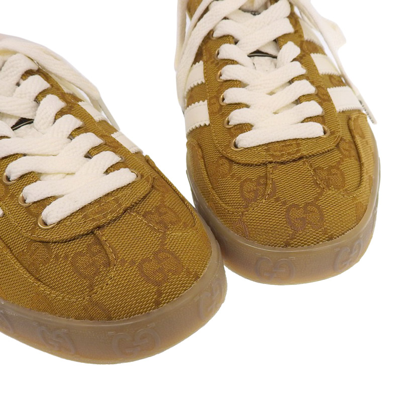 http://グッチ×アディダス%20GUCCI×adidas%20ガゼル%20スニーカー%20靴%20GGキャンバス%20ブラウン/ホワイト%205%201/2%20646652%20美品%20GU0512