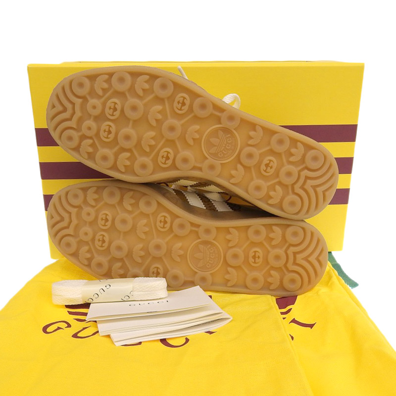 http://グッチ×アディダス%20GUCCI×adidas%20ガゼル%20スニーカー%20靴%20GGキャンバス%20ブラウン/ホワイト%205%201/2%20646652%20美品%20GU0512