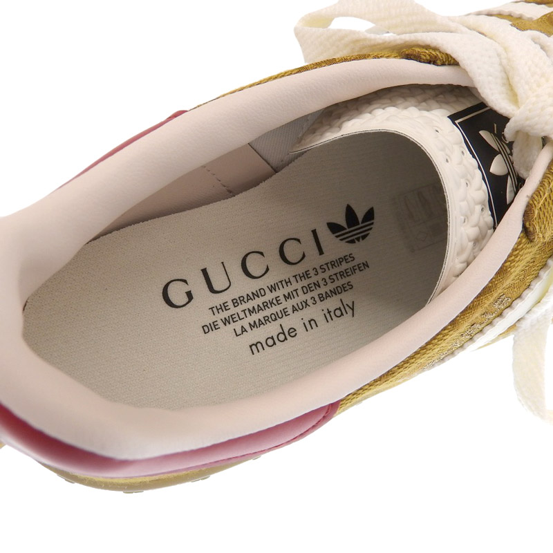 http://グッチ×アディダス%20GUCCI×adidas%20ガゼル%20スニーカー%20靴%20GGキャンバス%20ブラウン/ホワイト%205%201/2%20646652%20美品%20GU0512