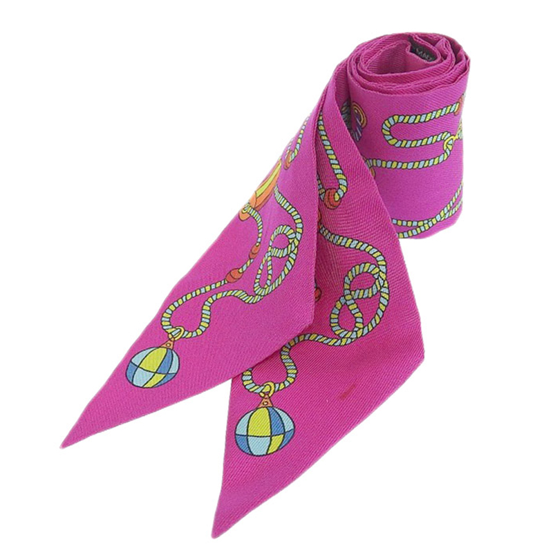 エルメス HERMES ツイリー スカーフ シルク ピンク 中古 HE0848