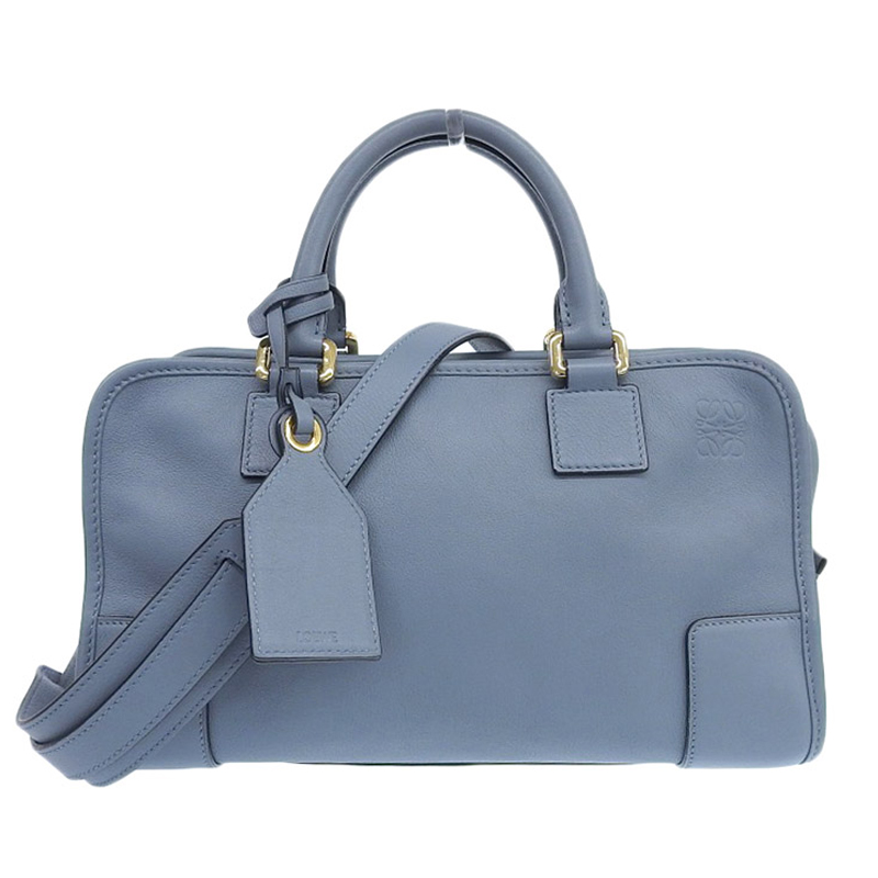ロエベ LOEWE アマソナ28 2WAYバッグ ハンドバッグ ショルダーバッグ レザー ストーンブルー 中古 OB1515