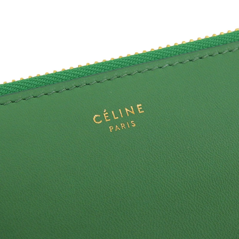 http://セリーヌ%20CELINE%20トリオ%20ショルダーバッグ%20ポシェット%20レザー%20グリーン%20中古%20OB1547