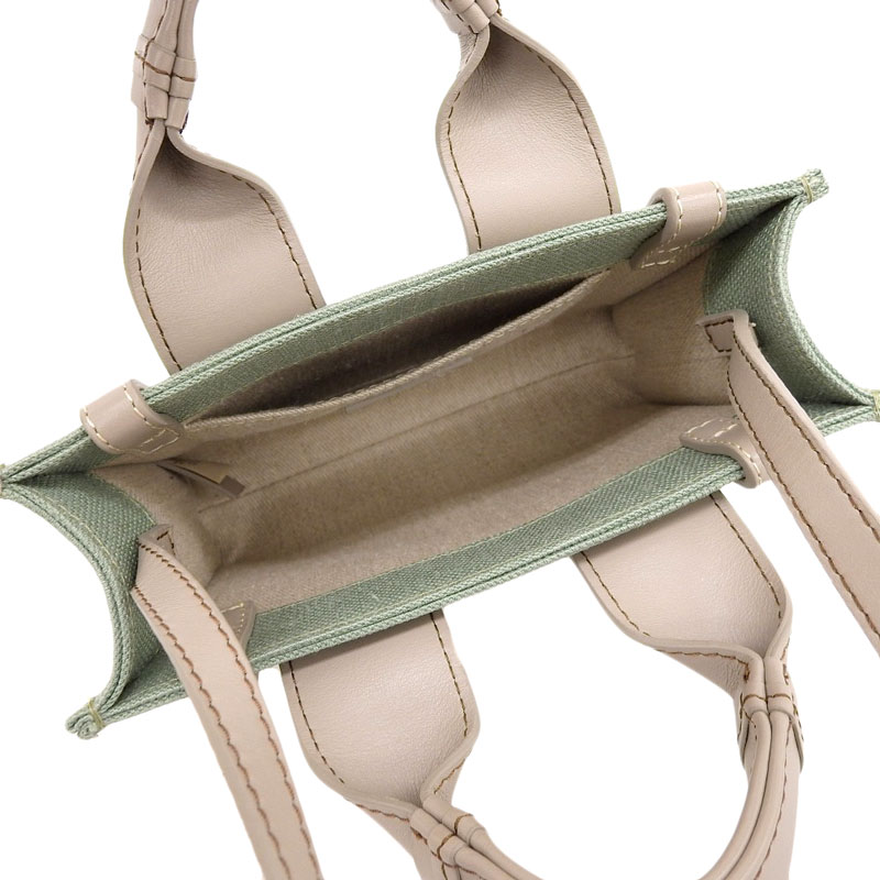 http://クロエ%20CHLOE%20ミニウッディ%202WAYバッグ%20ハンドバッグ%20キャンバス%20レザー%20グリーン%20グレージュ%20CHC22AP237I26%20中古%20OB1551