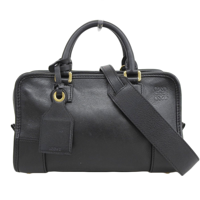 ロエベ LOEWE アマソナ23 2WAYバッグ ハンドバッグ ショルダーバッグ レザー ブラック 中古 OB1570