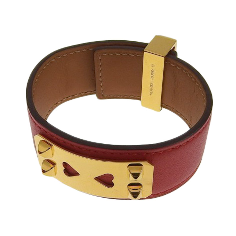 エルメス HERMES コリエ・ド・シアン24 ブレスレット レザー レッド #T2 Z刻印 2021年 中古 HE0862