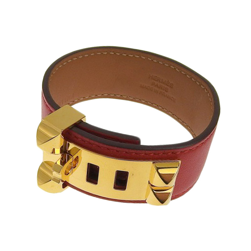 http://エルメス%20HERMES%20コリエ・ド・シアン24%20ブレスレット%20レザー%20レッド%20#T2%20Z刻印%202021年%20中古%20HE0862