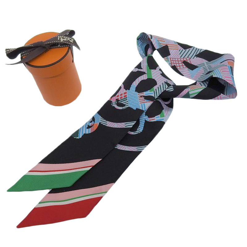 http://エルメス%20HERMES%20ツイリー%20スカーフ%20シルク%20ブラック系%20中古%20HE0878