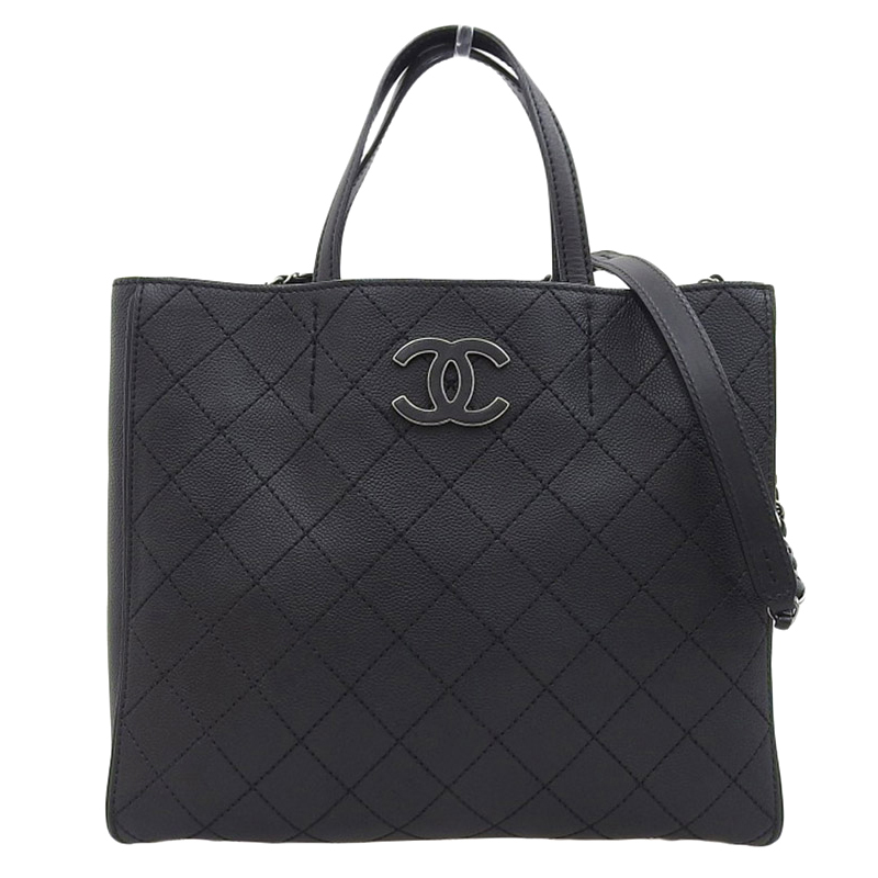 シャネル CHANEL 2WAYバッグ トートバッグ ショルダーバッグ キャビアスキン ブラック 19番台 A68533 中古 CH0902