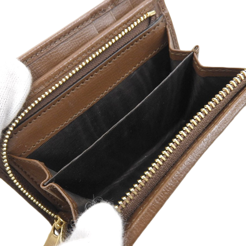 http://グッチ%20GUCCI%20GGスプリーム%20ホースビット%20二つ折り財布%20コンパクトウォレット%20ベージュ/ブラウン%20726846%20中古%20GU0539