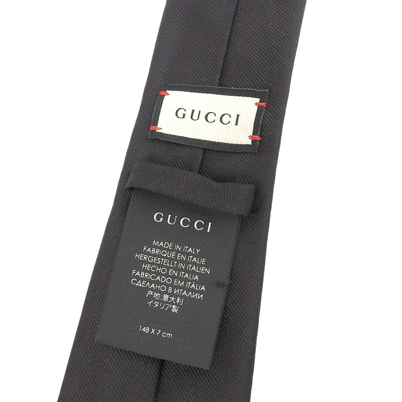 http://グッチ%20GUCCI%20タイガー%20ネクタイ%20シルク%20ブラック%20中古%20GU0546