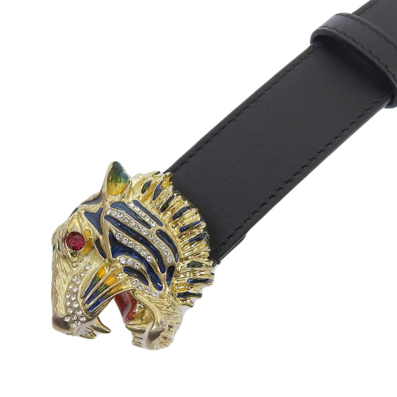 http://グッチ%20GUCCI%20ラジャ%20タイガーヘッド%20ベルト%20GP/レザー%20ブラック%20543152%20中古%20GU0556