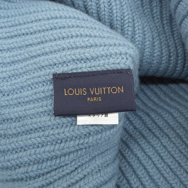 http://ルイヴィトン%20LOUIS%20VUITTON%20ボネ・LVアヘッド%20帽子%20ニットキャップ%20ビーニー%20カシミヤ%20ブルーグリーン%20M77042%20中古%20LV1492