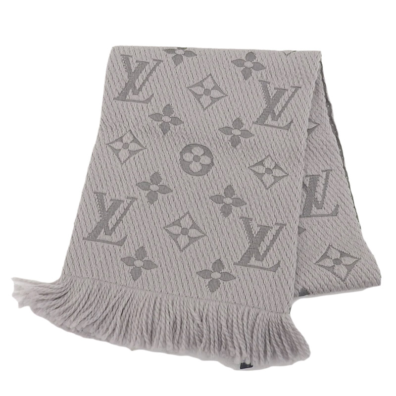ルイヴィトン LOUIS VUITTON エシャルプロゴマニア マフラー ウール/シルク グリペルル グレー M74742 中古 LV1499