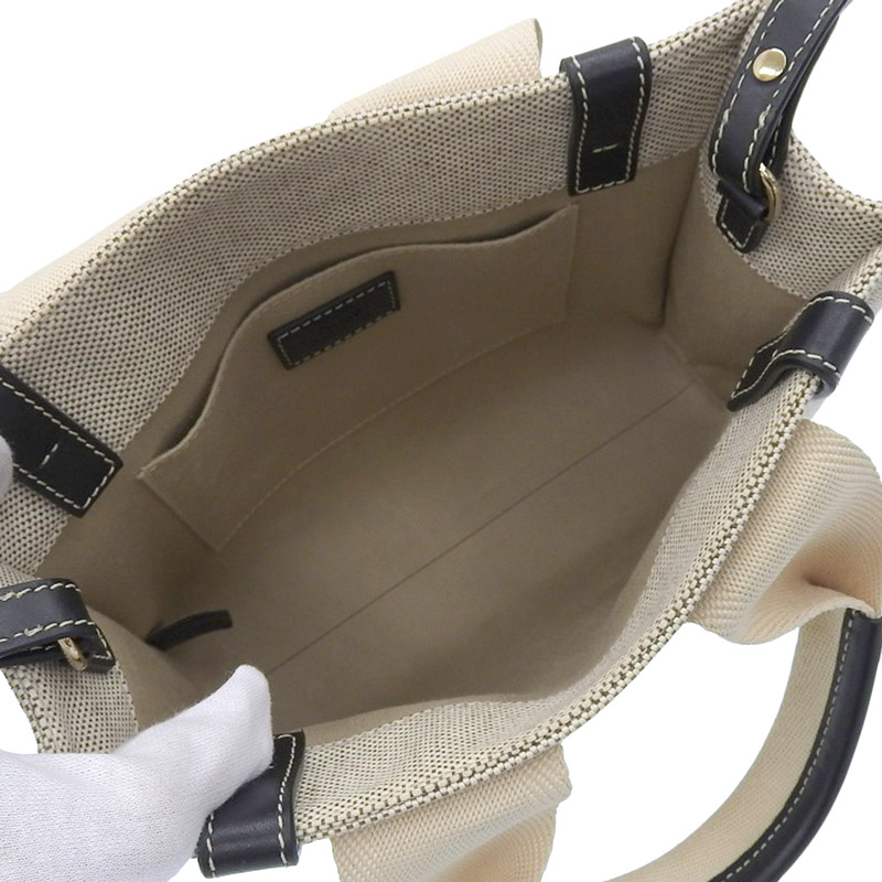http://クロエ%20CHLOE%20ウッディ%20スモール%202WAYバッグ%20キャンバス/レザー%20ベージュ/ブラック%20CHC22AS397I2691J%20中古%20OB1664