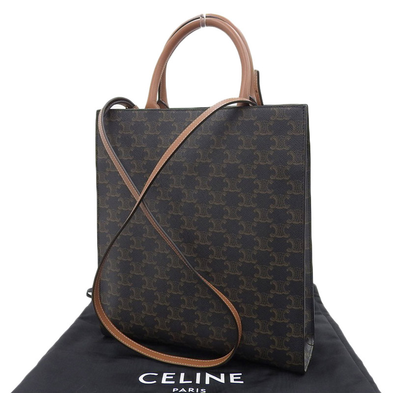 http://セリーヌ%20CELINE%20トリオンフ%20バーティカルカバ%20スモール%202WAYバッグ%20ショルダーバッグ%20PVC%20ブラウン%20191542BZK.04LU%20中古%20OB1665