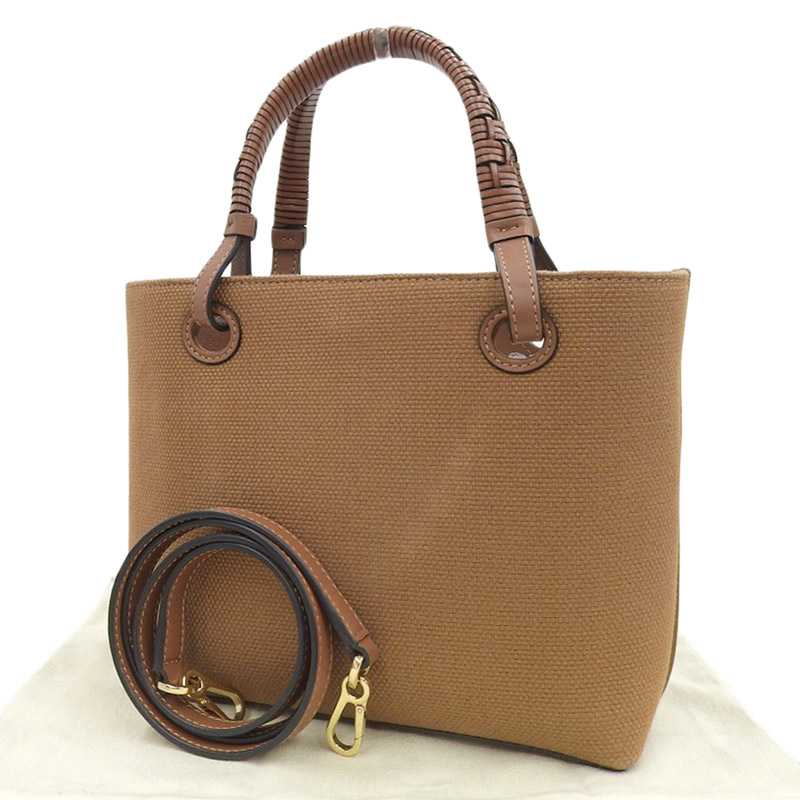 http://ロエベ%20LOEWE%20アナグラム%20トートバッグ%20ミニ%202WAYバッグ%20キャンバス/レザー%20タン%20A717S74X01%20中古%20OB1667