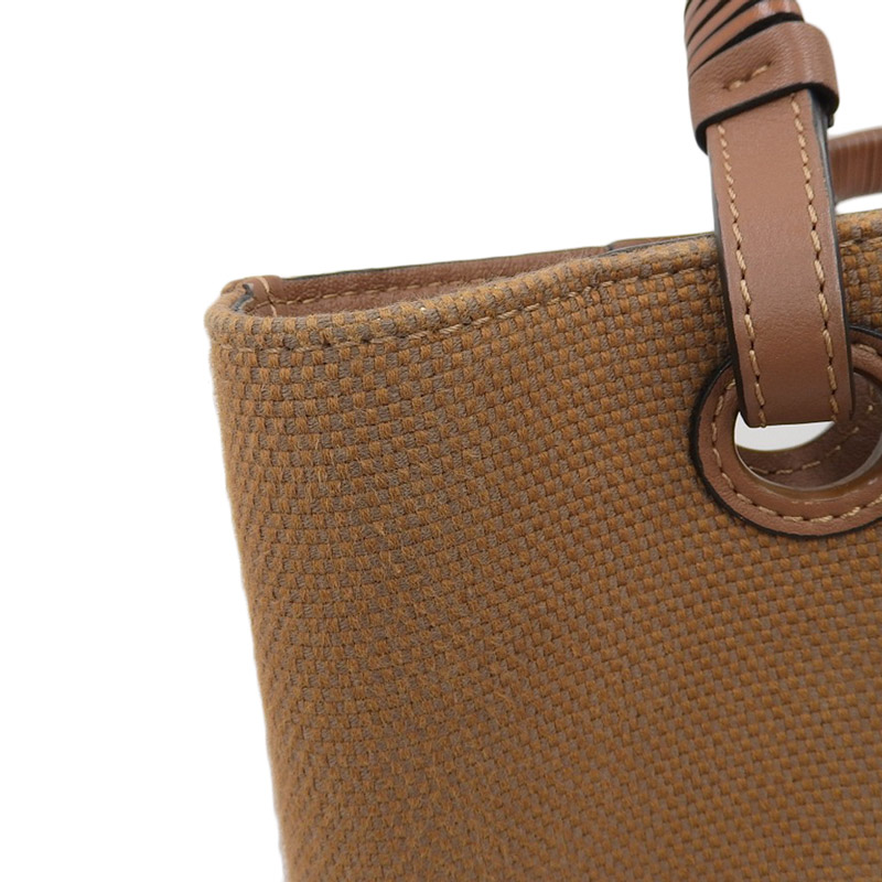 http://ロエベ%20LOEWE%20アナグラム%20トートバッグ%20ミニ%202WAYバッグ%20キャンバス/レザー%20タン%20A717S74X01%20中古%20OB1667