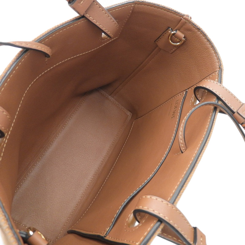 http://ロエベ%20LOEWE%20アナグラム%20トートバッグ%20ミニ%202WAYバッグ%20キャンバス/レザー%20タン%20A717S74X01%20中古%20OB1667