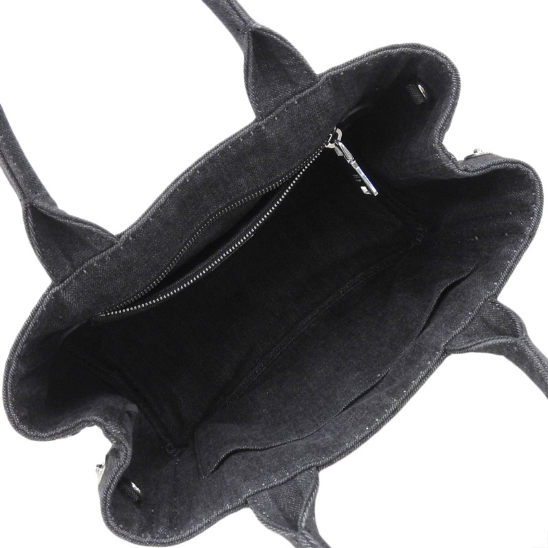 http://プラダ%20PRADA%20カナパ%202WAYバッグ%20ハンドバッグ%20ショルダーバッグ%20デニム%20ブラック%20中古%20OB1669