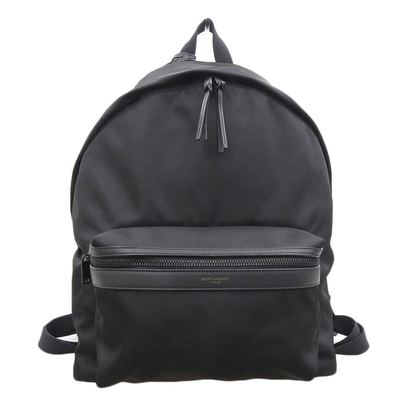 サンローラン SAINT LAURENT バックパック リュックサック ナイロン/レザー ブラック 534967 中古 OB1670