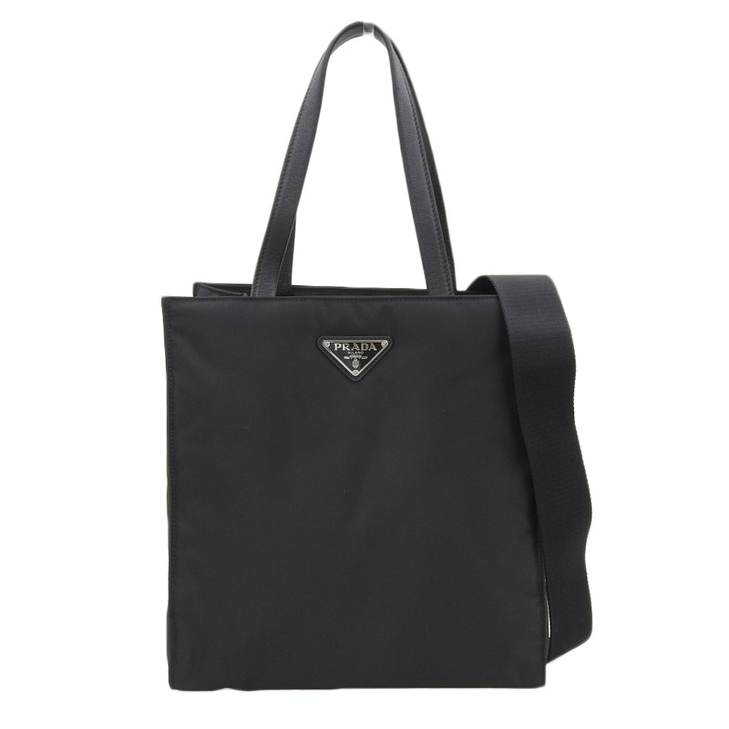 プラダ PRADA パデッド 2WAYバッグ トートバッグ ショルダーバッグ ナイロン/レザー ブラック 1BG426 中古 OB1672