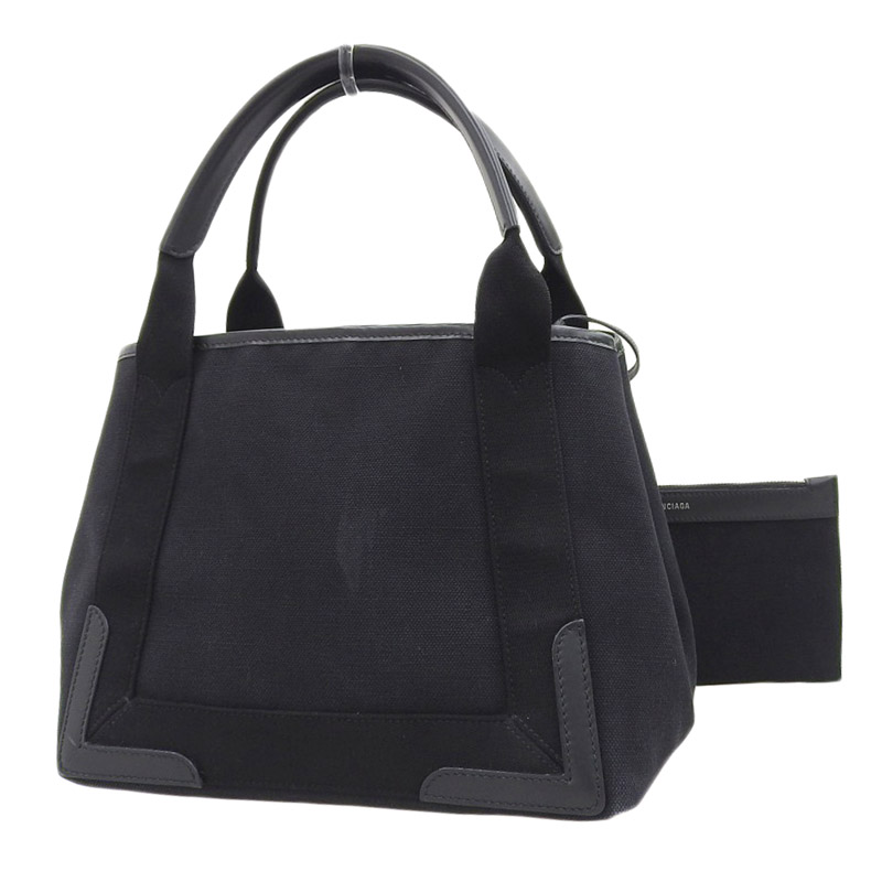 http://バレンシアガ%20BALENCIAGA%20ネイビーカバスS%20ハンドバッグ%20キャンバス/レザー%20ブラック%20339933%20中古%20OB1673