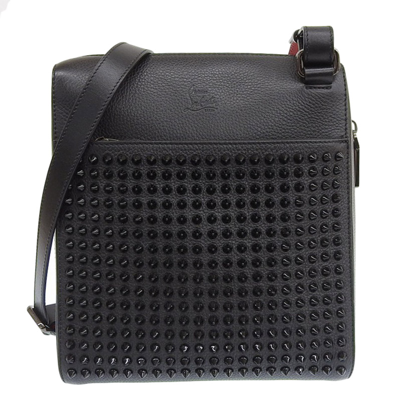 クリスチャンルブタン CHRISTIAN LOUBOUTIN ベンチレポーター ミディアム ショルダー スタッズ レザー 黒 3195034 中古 OB1675