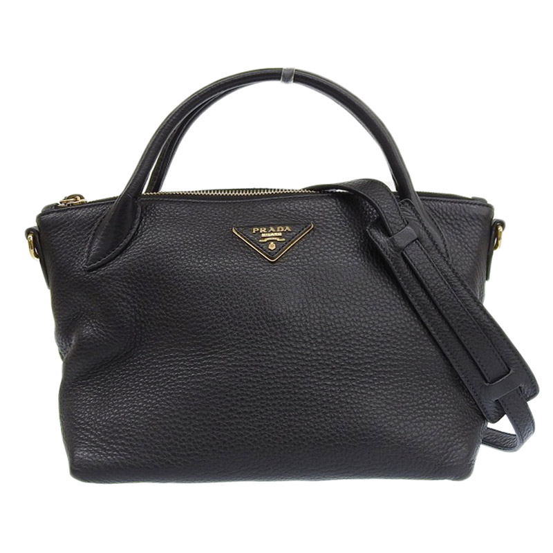 プラダ PRADA 2WAYバッグ ハンドバッグ ショルダーバッグ レザー ブラック 中古 OB1679