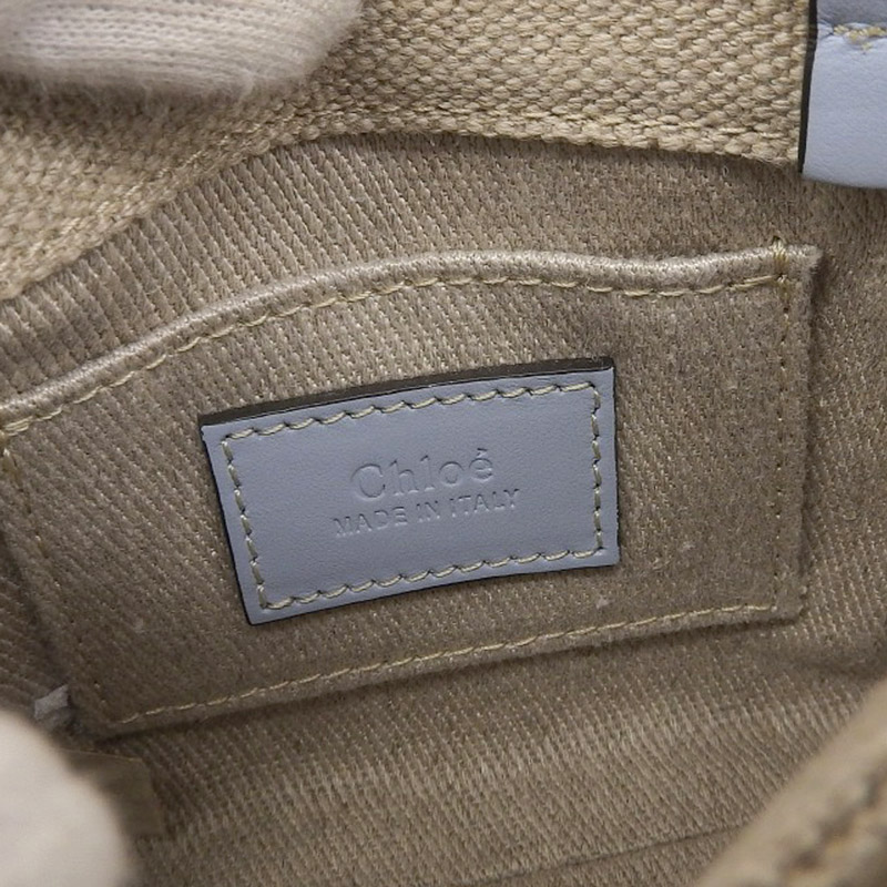 http://クロエ%20CHLOE%20ウッデイナノトート%202WAYバッグ%20ショルダーバッグ%20キャンバス/レザー%20ホワイト/ブルー%20CHC22AP235I2691K%20中古%20OB1683