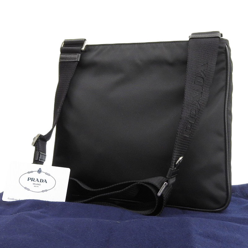 http://プラダ%20PRADA%20ショルダーバッグ%20斜め掛けショルダー%20ナイロン%20レザー%20ブラック%202VH118%20中古%20OB1689