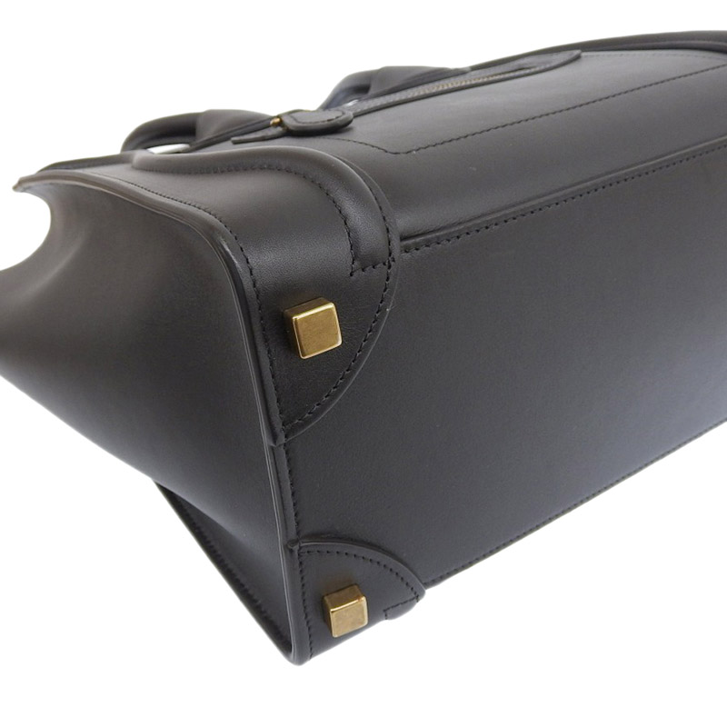 http://セリーヌ%20CELINE%20ラゲージ%20マイクロショッパー%20ハンドバッグ%20レザー%20ブラック%20中古%20OB1692