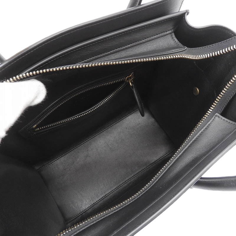 http://セリーヌ%20CELINE%20ラゲージ%20マイクロショッパー%20ハンドバッグ%20レザー%20ブラック%20中古%20OB1692