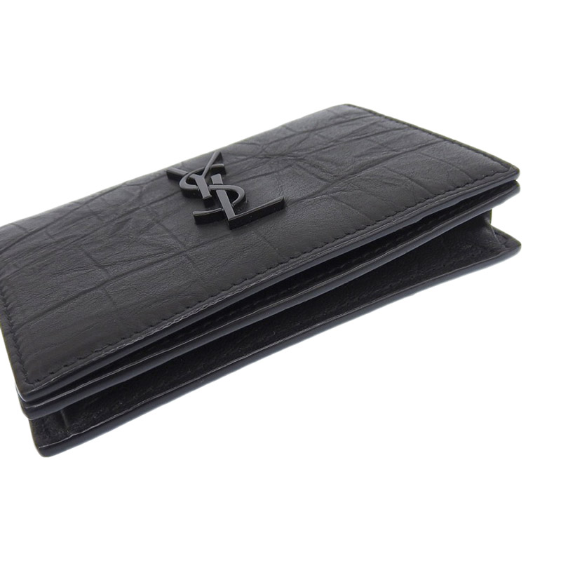http://サンローラン%20SAINT%20LAURENT%20カードケース%20名刺入れ%20レザー%20ブラック%20TGN529887%20中古%20OBB0537