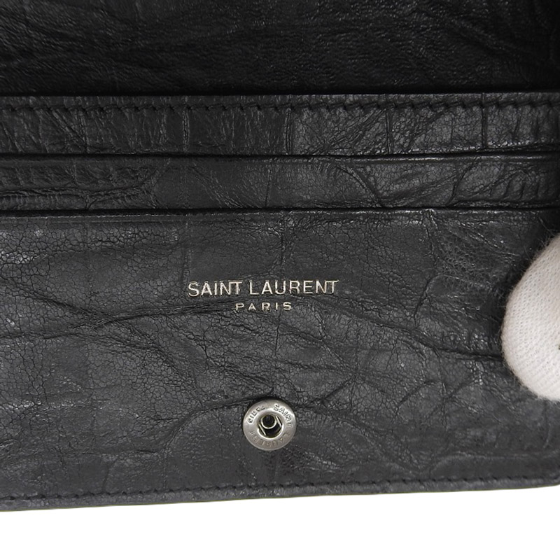http://サンローラン%20SAINT%20LAURENT%20カードケース%20名刺入れ%20レザー%20ブラック%20TGN529887%20中古%20OBB0537