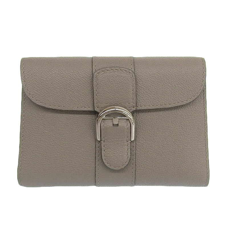 デルボー DELVAUX ブリヨン コンパクトウォレット 三つ折り財布 レザー グレージュ AB0493AAU0 中古 OBB0539
