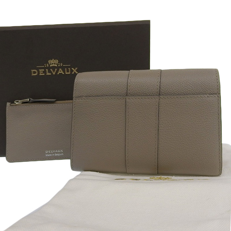 http://デルボー%20DELVAUX%20ブリヨン%20コンパクトウォレット%20三つ折り財布%20レザー%20グレージュ%20AB0493AAU0%20中古%20OBB0539