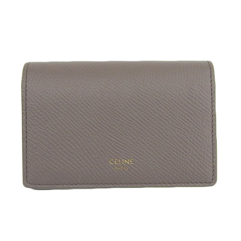 セリーヌ CELINE ビジネスカードホルダー カードケース 名刺入れ レザー グレージュ カードケース 10J813BEL.10BL 中古 OBB0541
