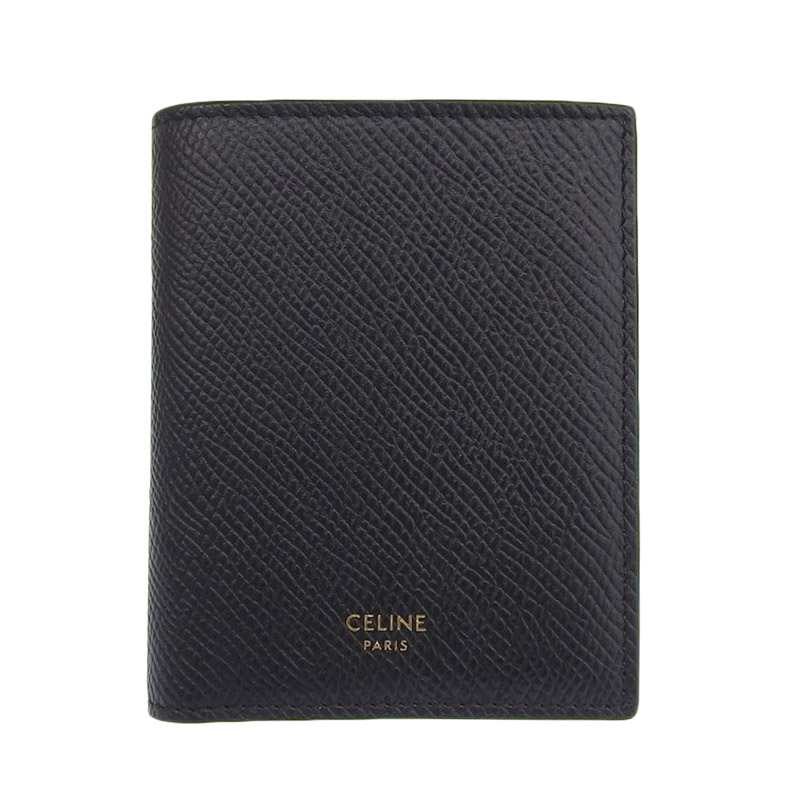 セリーヌ CELINE 二つ折り財布 コンパクトウォレット レザー ブラック 10E493BEL38NO 中古 OBB0544
