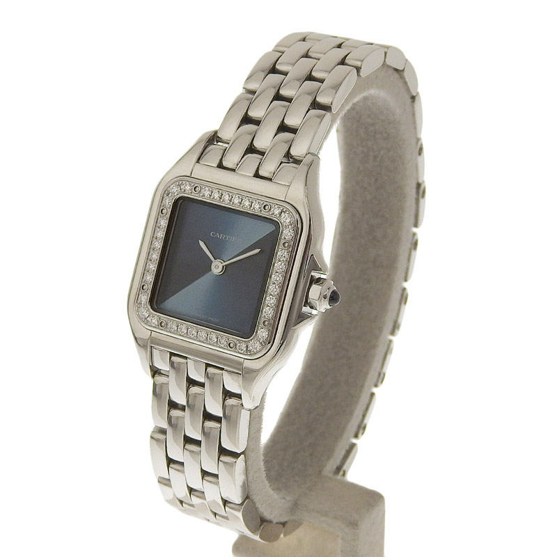 http://カルティエ%20CARTIER%20パンテールドゥカルティエSM%20レディース%20クォーツ%20時計%20SS%20ベゼルダイヤ%20ネイビー文字盤%20W4PN0013%20美品%20CA0458