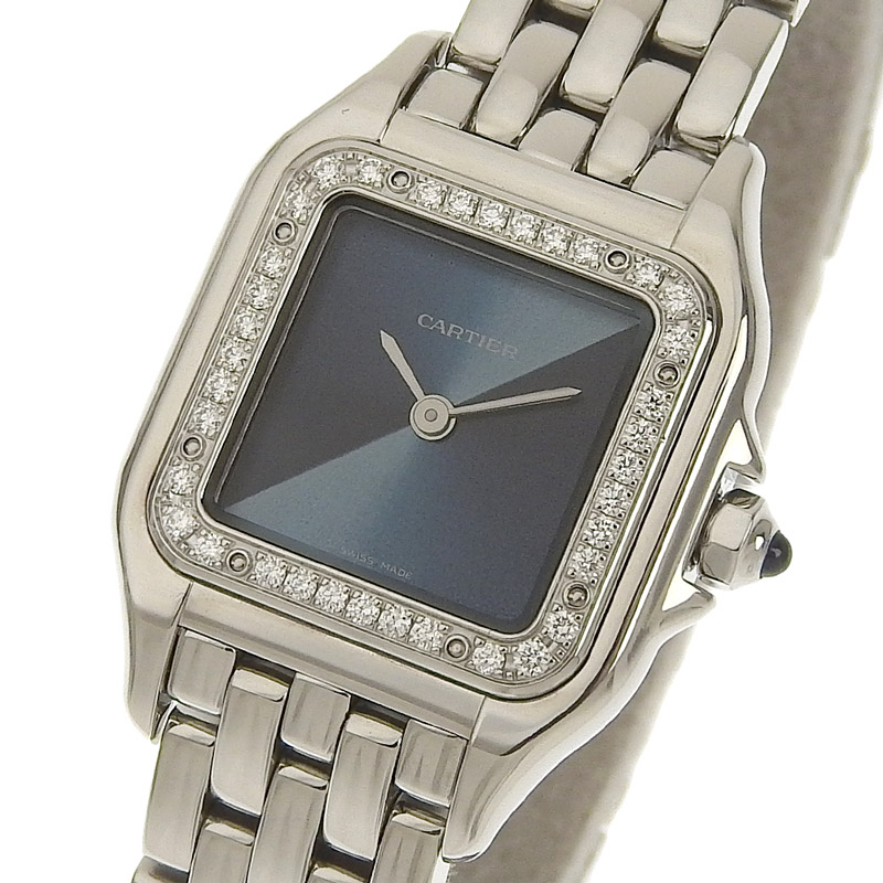 http://カルティエ%20CARTIER%20パンテールドゥカルティエSM%20レディース%20クォーツ%20時計%20SS%20ベゼルダイヤ%20ネイビー文字盤%20W4PN0013%20美品%20CA0458