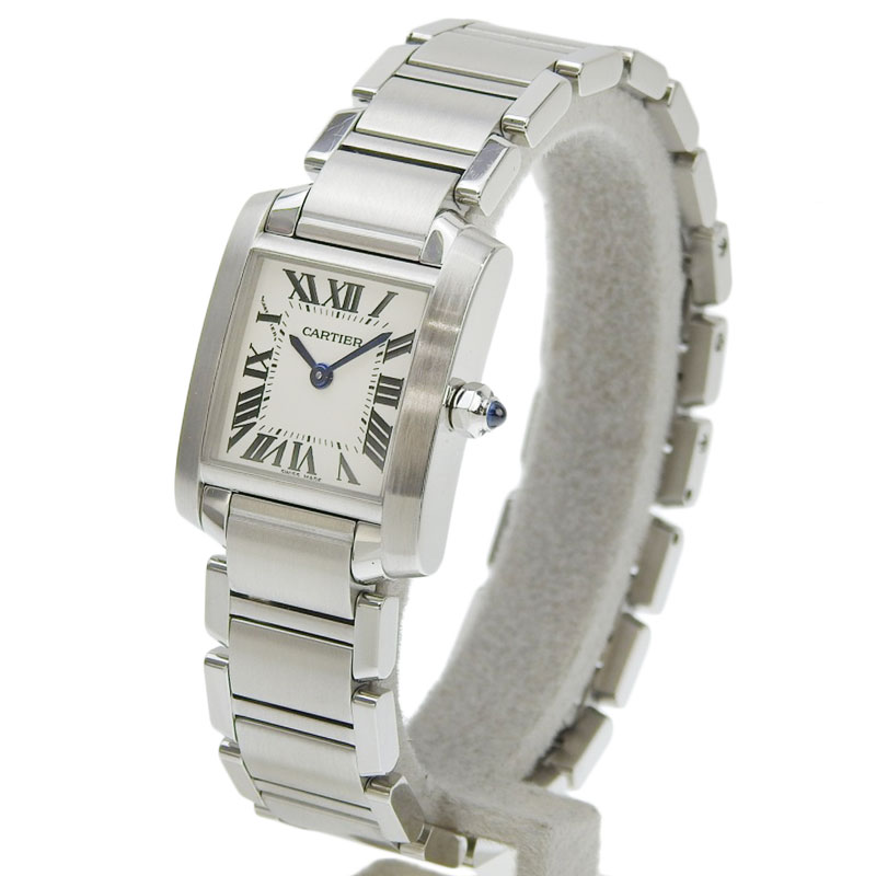 http://カルティエ%20CARTIER%20タンクフランセーズSM%20レディース%20クォーツ%20腕時計%20SS%20ホワイト文字盤%20W51008Q3%20中古%20CA0459
