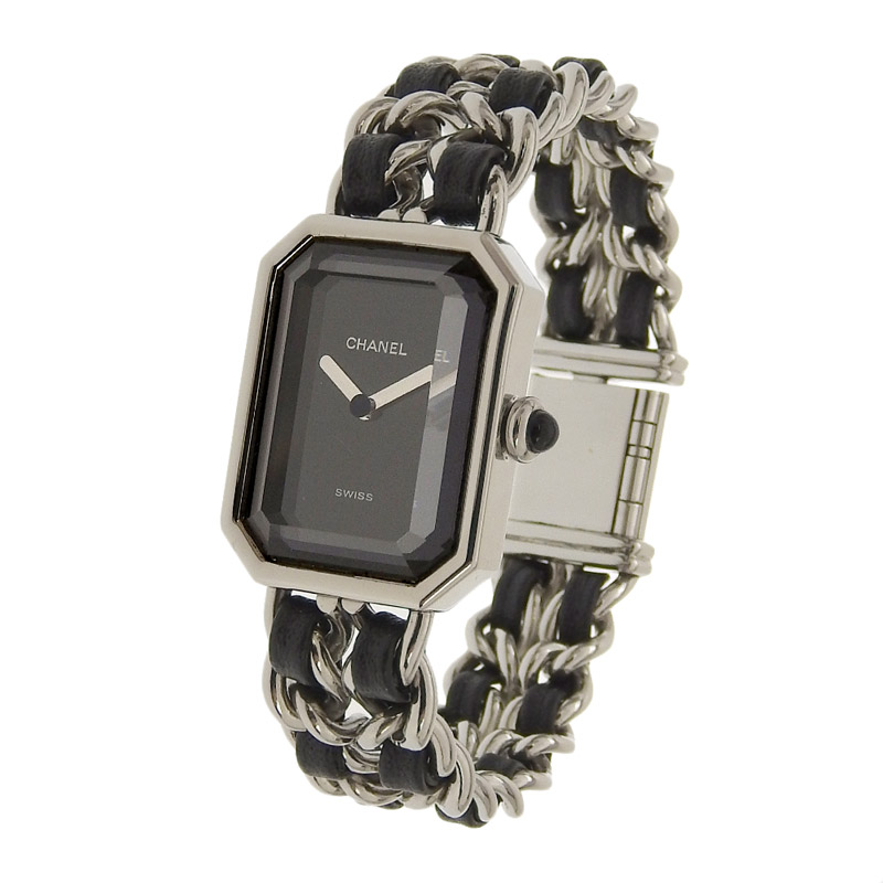http://シャネル%20CHANEL%20プルミエール%20レディース%20クォーツ%20腕時計%20SS/革%20ブラック文字盤%20#M%20H0451%20中古%20CH0903