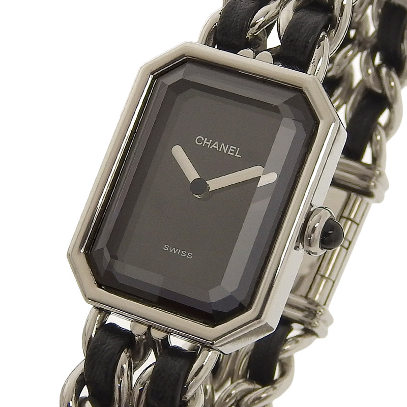 http://シャネル%20CHANEL%20プルミエール%20レディース%20クォーツ%20腕時計%20SS/革%20ブラック文字盤%20#M%20H0451%20中古%20CH0903
