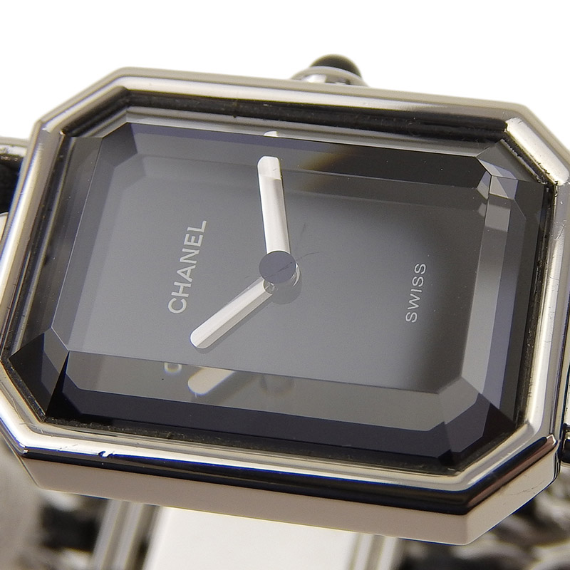 http://シャネル%20CHANEL%20プルミエール%20レディース%20クォーツ%20腕時計%20SS/革%20ブラック文字盤%20#M%20H0451%20中古%20CH0903