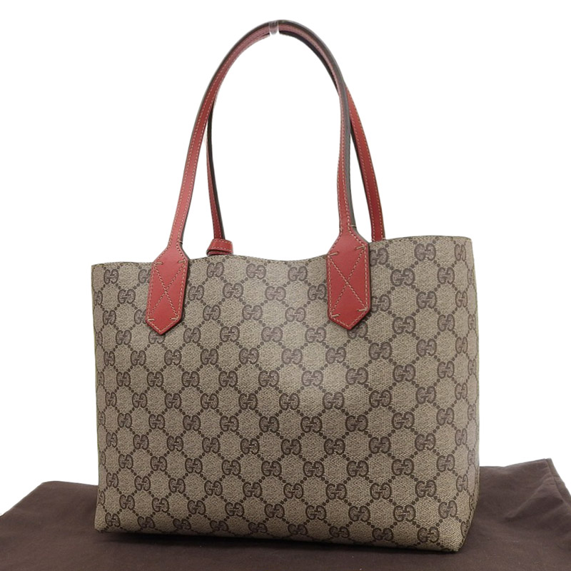 http://グッチ%20GUCCI%20GGスプリーム%20リバーシブル%20トートバッグ%20レザー%20ベージュ%20レッド%20372613%20中古%20GU0557