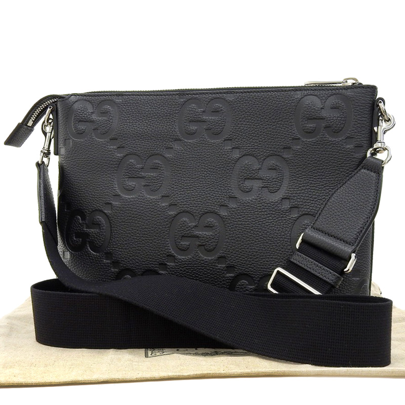 http://グッチ%20GUCCI%20ジャンボGG%20ミディアムメッセンジャーバッグ%20ショルダーバッグ%20レザー%20ブラック%20696009%20中古%20GU0559