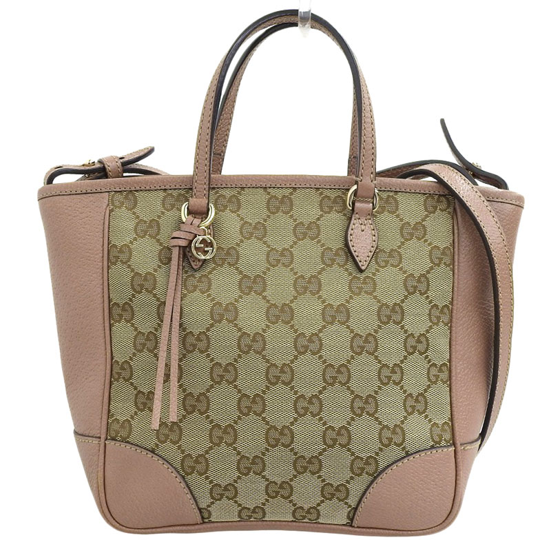 グッチ GUCCI 2WAYバッグ ハンドバッグ ショルダーバッグ GGキャンバス/レザー ベージュ/ピンク 353121 中古 GU0560