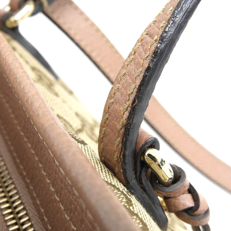 http://グッチ%20GUCCI%202WAYバッグ%20ハンドバッグ%20ショルダーバッグ%20GGキャンバス/レザー%20ベージュ/ピンク%20353121%20中古%20GU0560